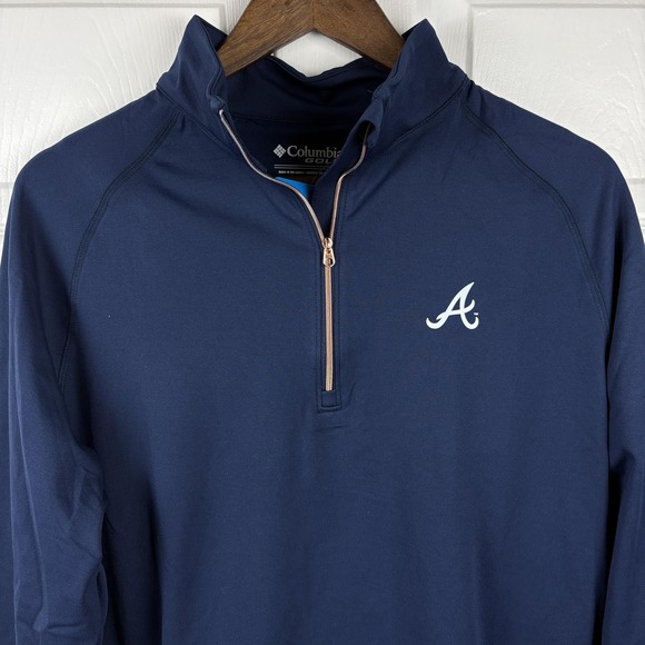 Columbia Tops - Columbia Golf Atlanta Braves Womens XL Quarter Zip Pullover Navy MLB NEW